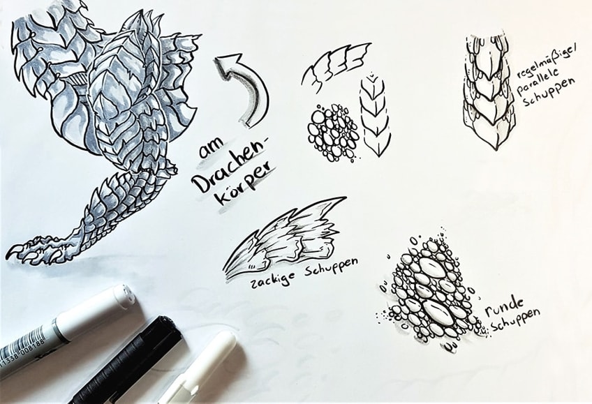 how to draw japanese dragon scales