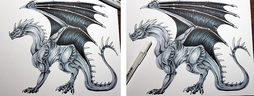 realistic dragon drawing with color