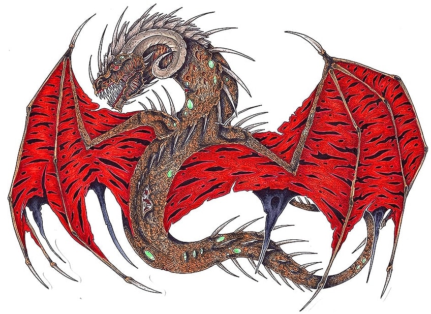 simple dragon drawing with color