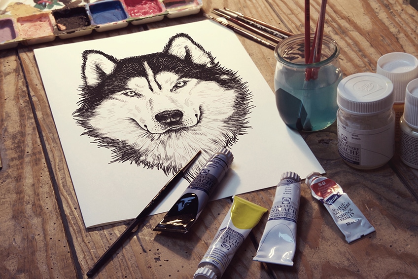 wolf face outline simple