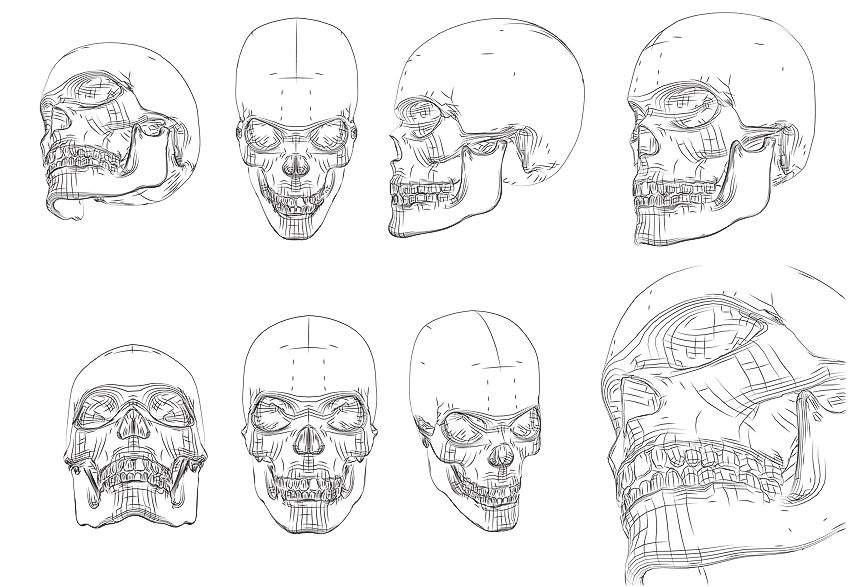 How to draw a skull with a pencil step-by-step drawing tutorial