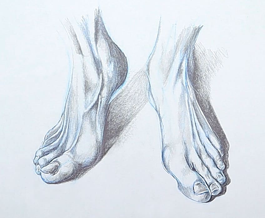 how to draw a foot