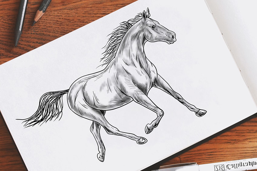 fallen horse sketch easy