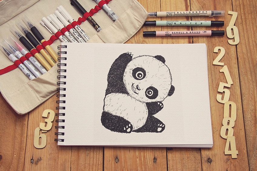 Download Cute Lovely Panda Drawing Picture | Wallpapers.com-saigonsouth.com.vn