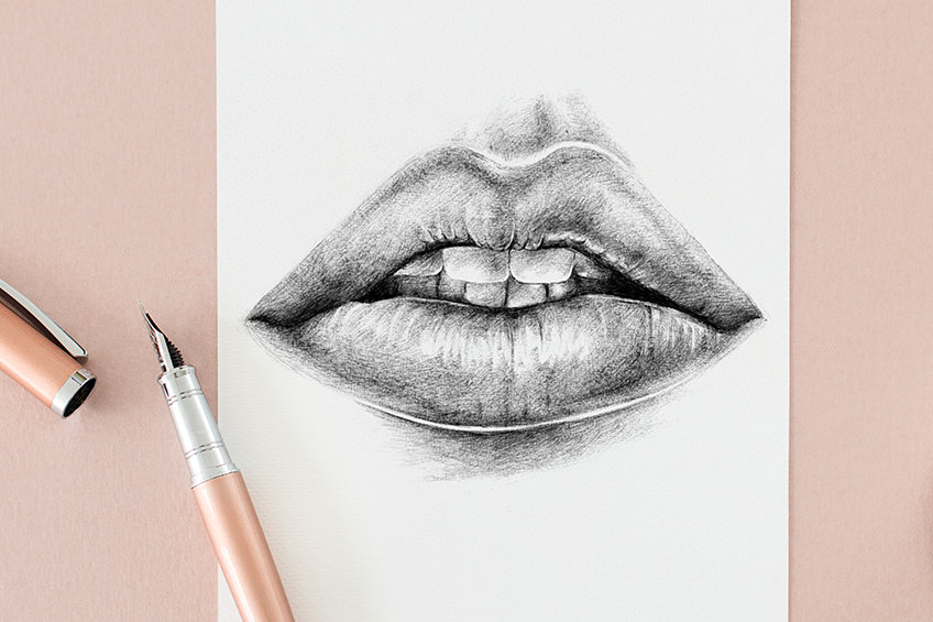 how to draw male lips