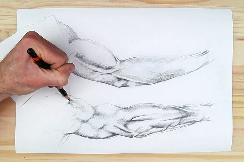 how to draw muscular arms 30
