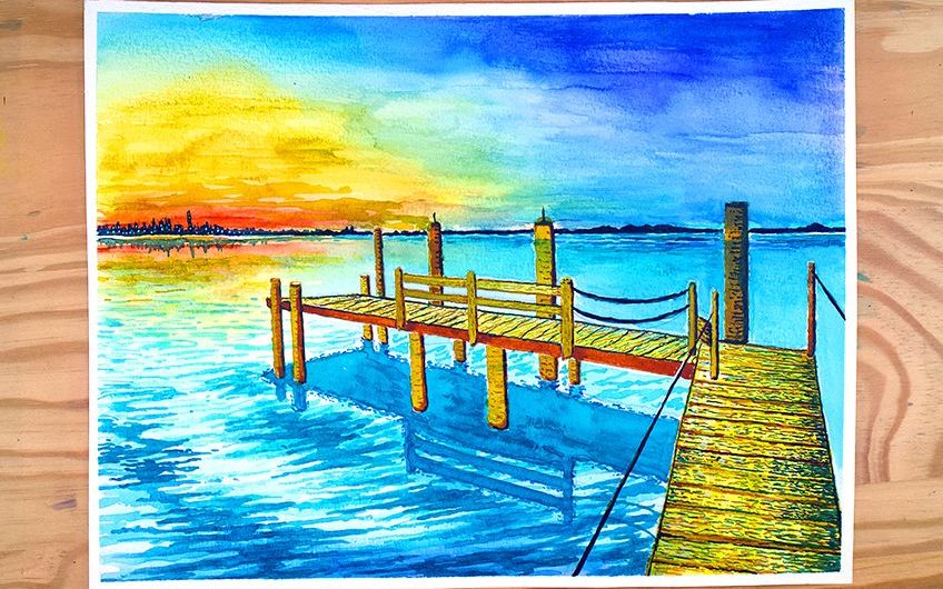 watercolor beautiful scenery