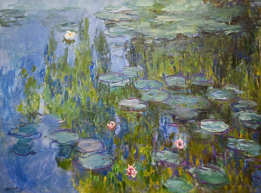 Waterlilies in Monet's Famous Bridge Painting