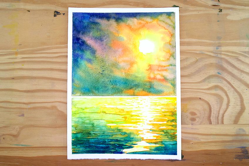 painting a sunset with watercolors