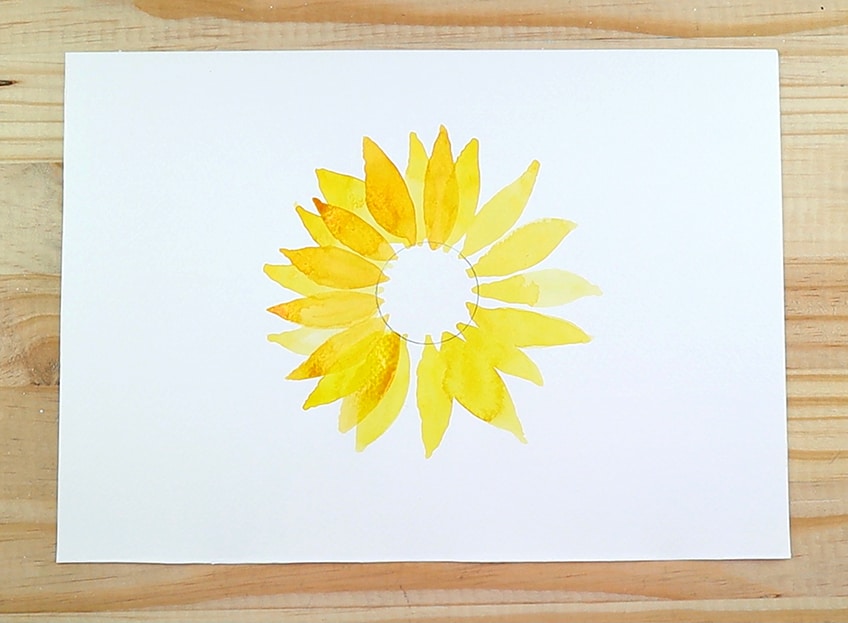 easy watercolour sunflower