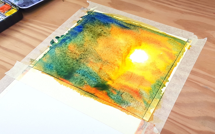 watercolor sunset 3d