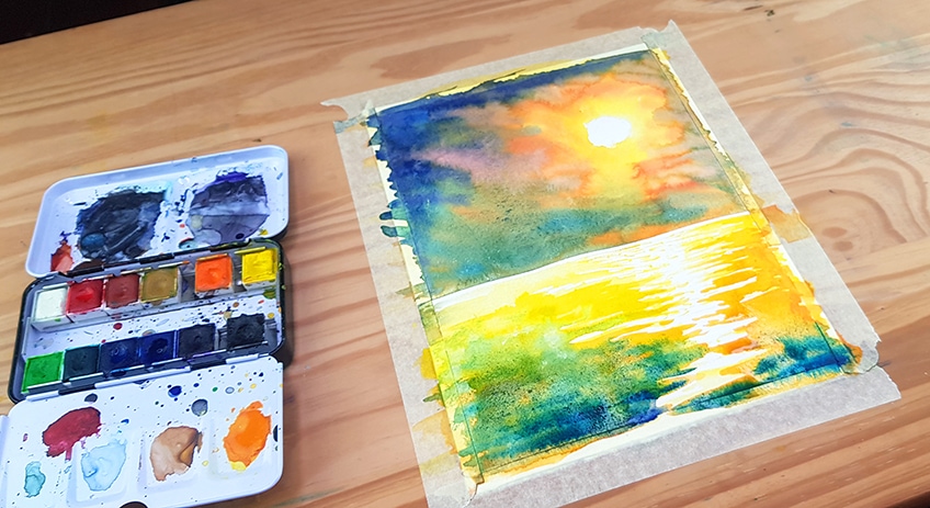 watercolor sunset 7b