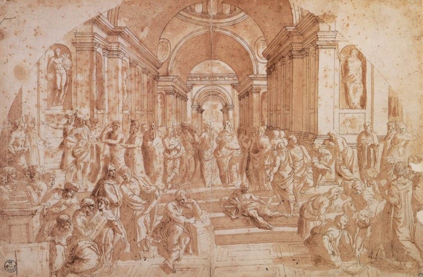 School of Athens Painting Sketch