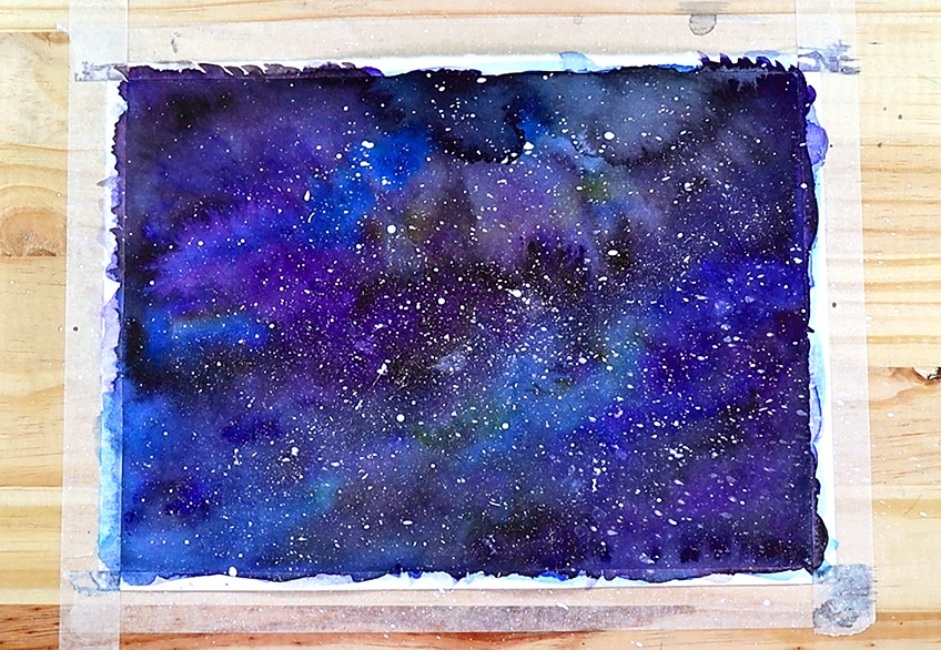 Painting a Galaxy on Black Watercolor Paper 