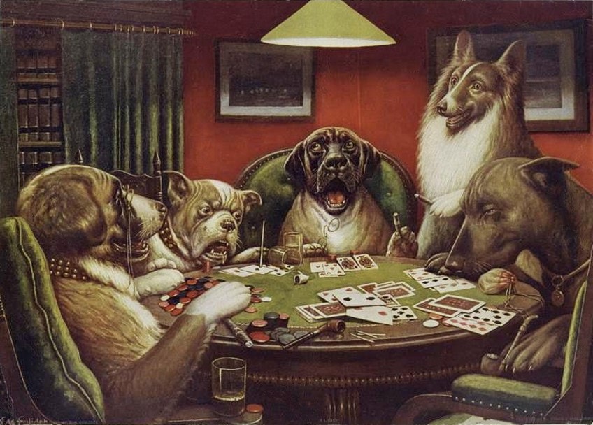 Dogs Playing Cards Painting Series