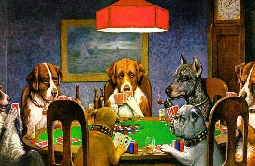 Dogs Playing Cards Painting