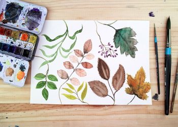 how to paint watercolor leaves