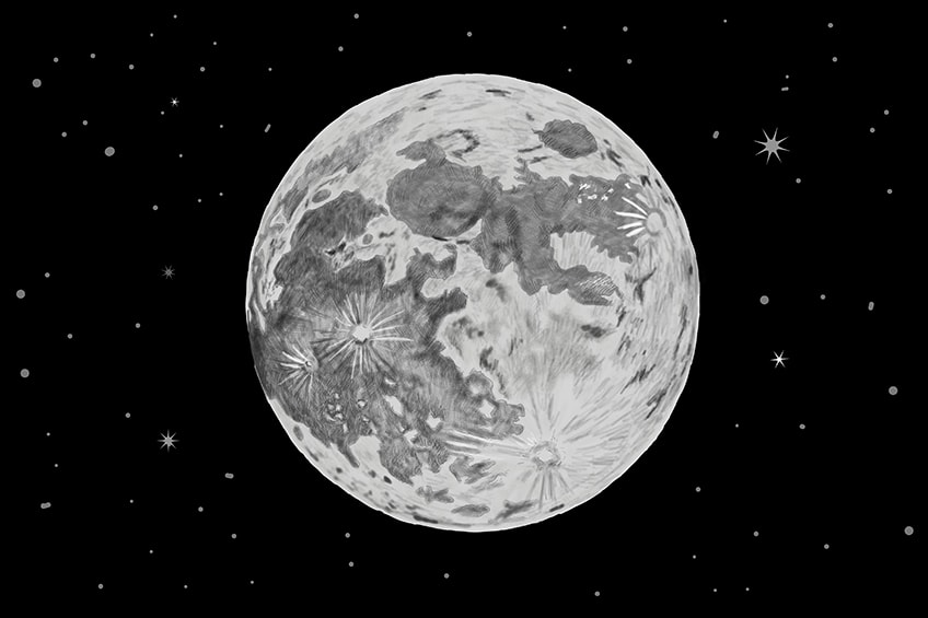 Realistic Moon Drawing