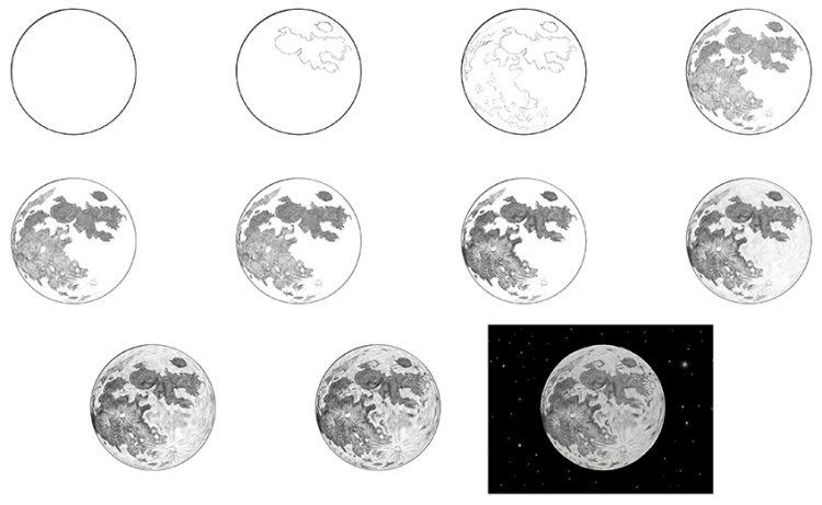 How to Draw a Moon - A Step-by-Step Realistic Moon Drawing Tutorial