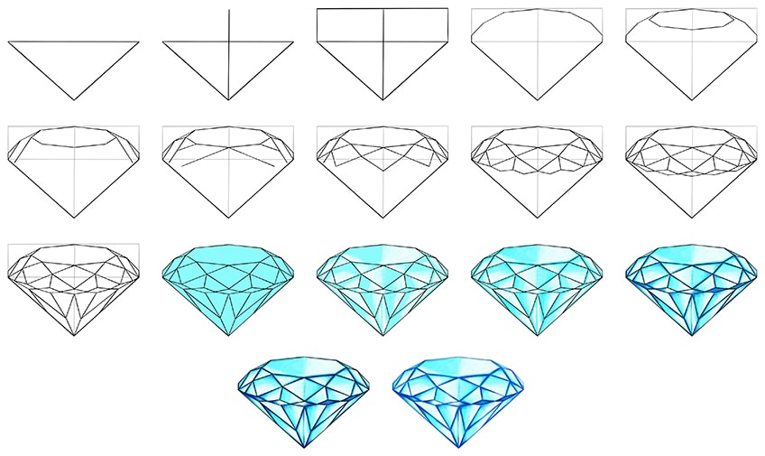 How to Draw a Diamond - Step by Step Diamond Drawing Tutorial (with  printable) - Easy Peasy and Fun