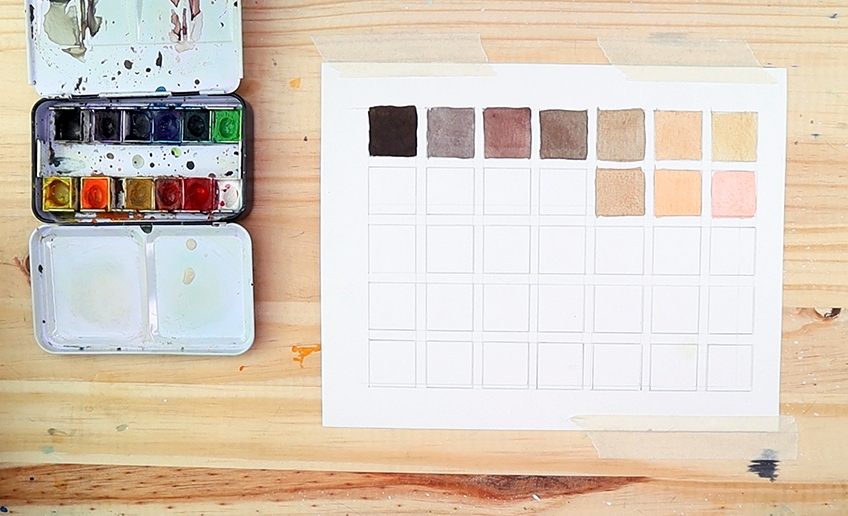 Artist Watercolors, Neutrals palette, Warm mixing trio & useful skin  tones