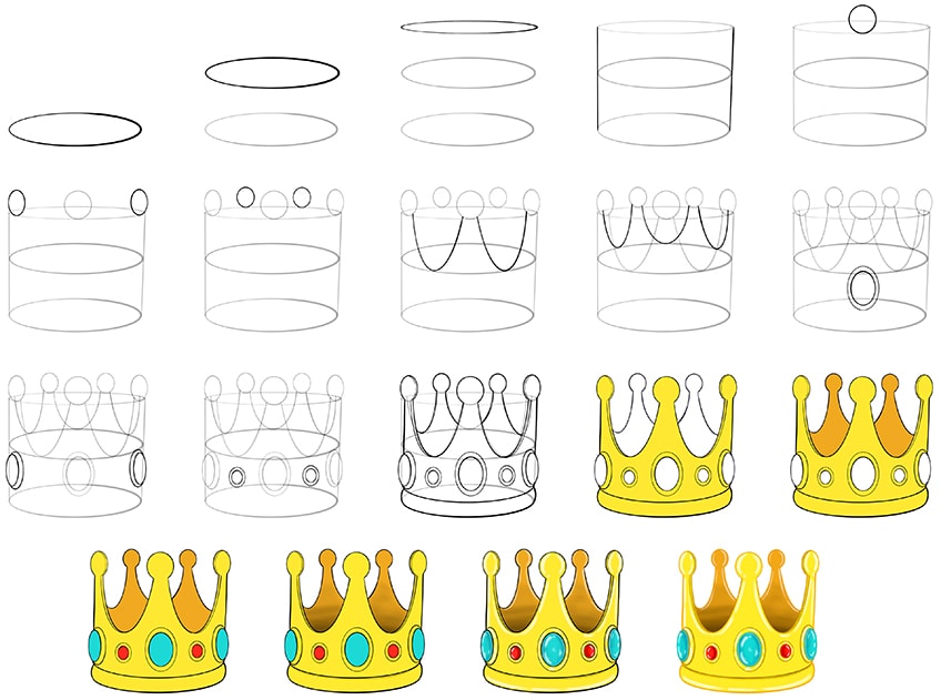 how to draw a crown easy