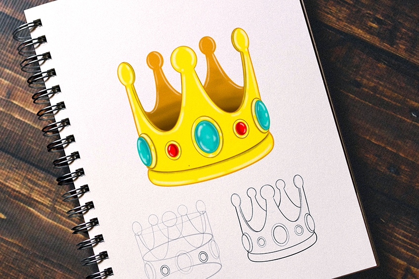how to draw a crown