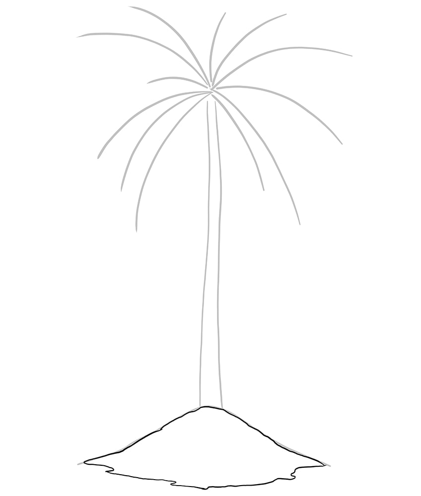 how to draw a palm tree step by step