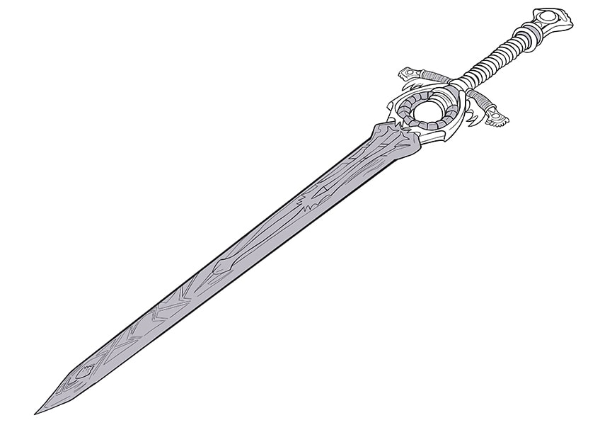 realistic sword drawing