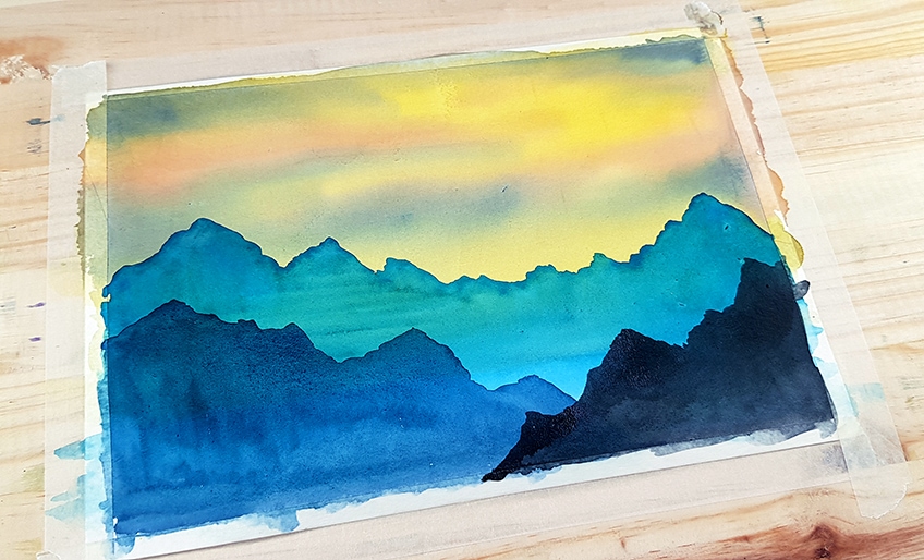 mountain watercolor painting