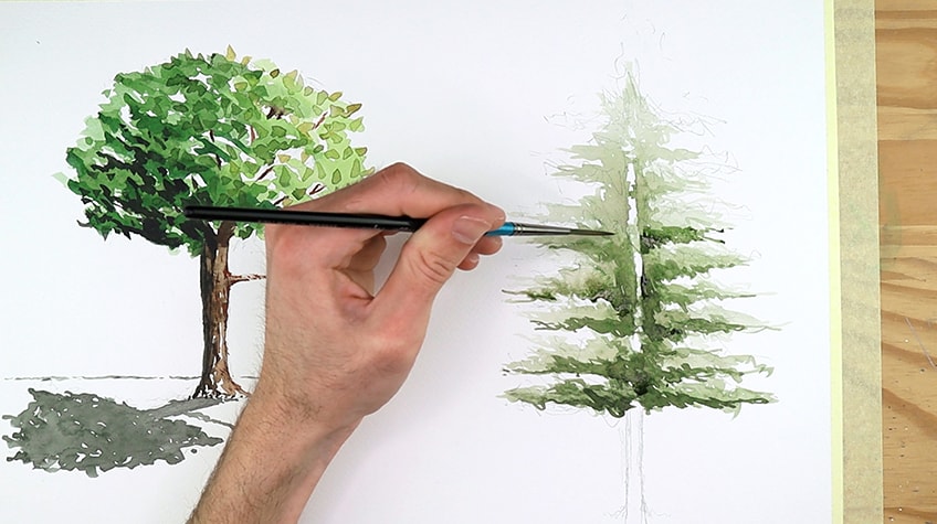 easy watercolor trees 10d