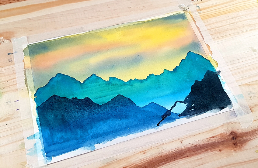 fun watercolor mountains 4a