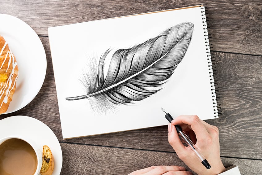 how to draw a feather