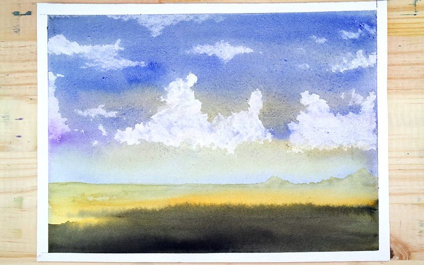 how to paint clouds with watercolor
