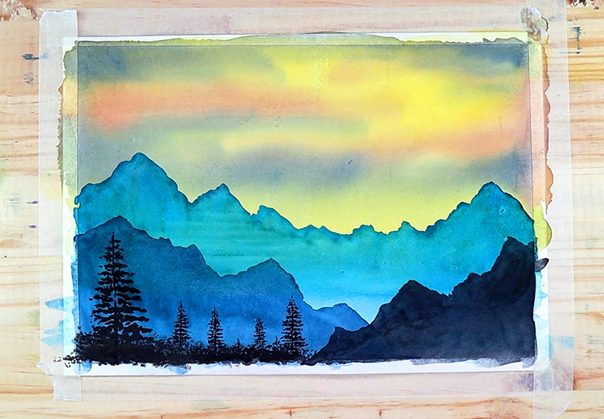 Easy How to Paint Sunset with Clouds with Arteza Real Brush Pens 