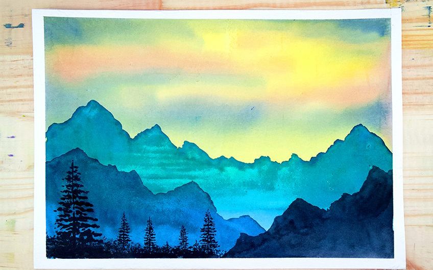 how to paint mountains with watercolor