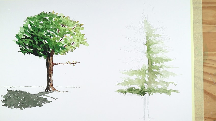 how to paint trees watercolor 9d