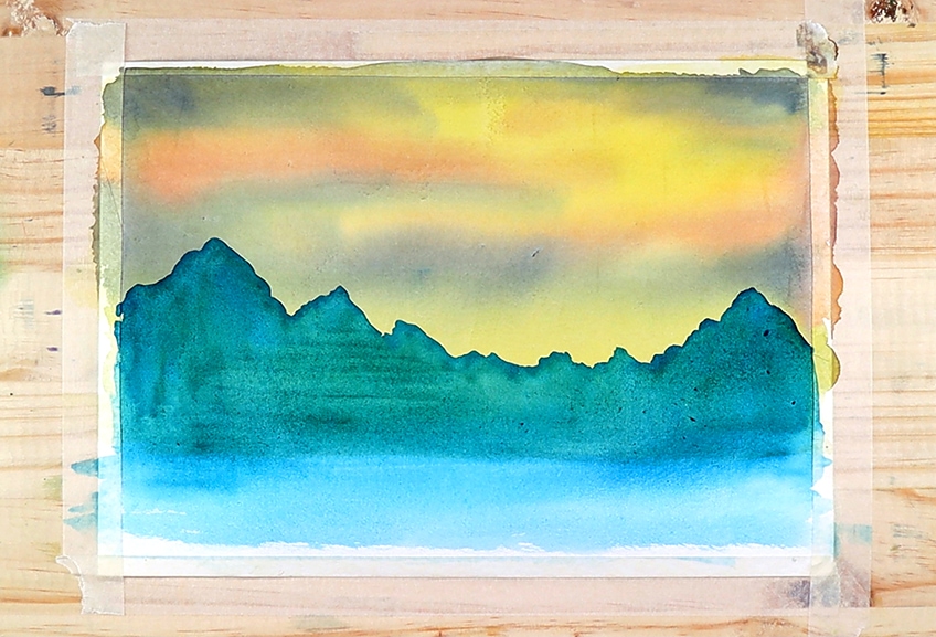 watercolor mountains 2d