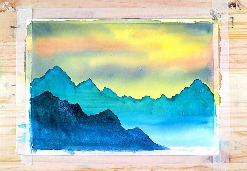 watercolor mountains 3d