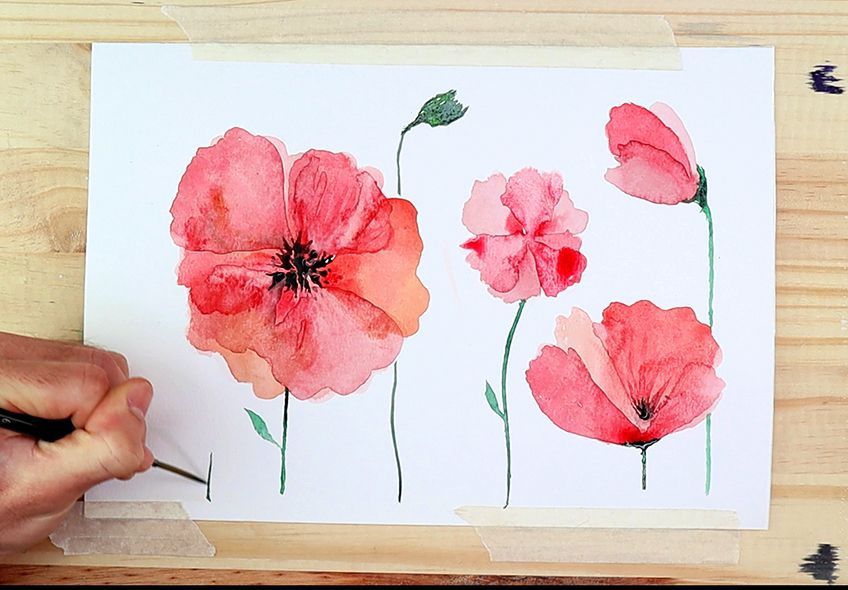 EASY Watercolor Wildflower Practice- Step by Step for Beginners 