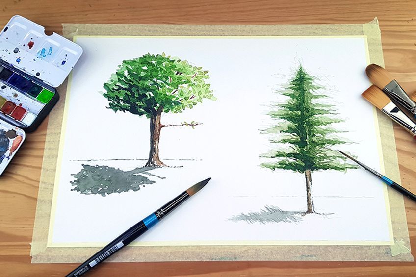 Watercolor Art Trees