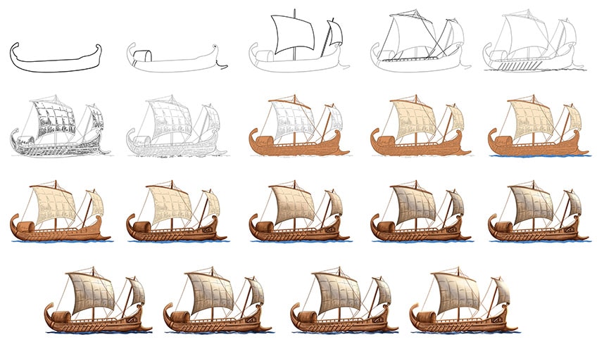 how to draw a ship