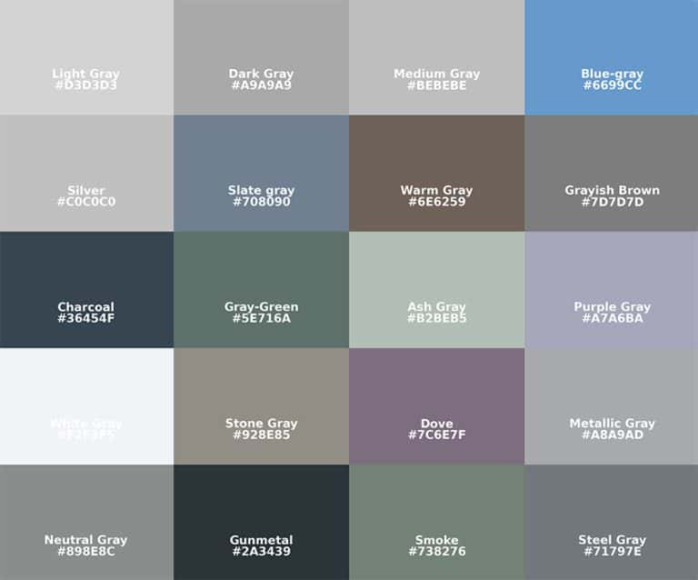 Shades of Gray Color - 90 Curated Grayish Tones to Explore