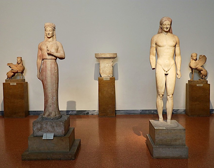 Archaic Greek Kore and Kouros Sculptures