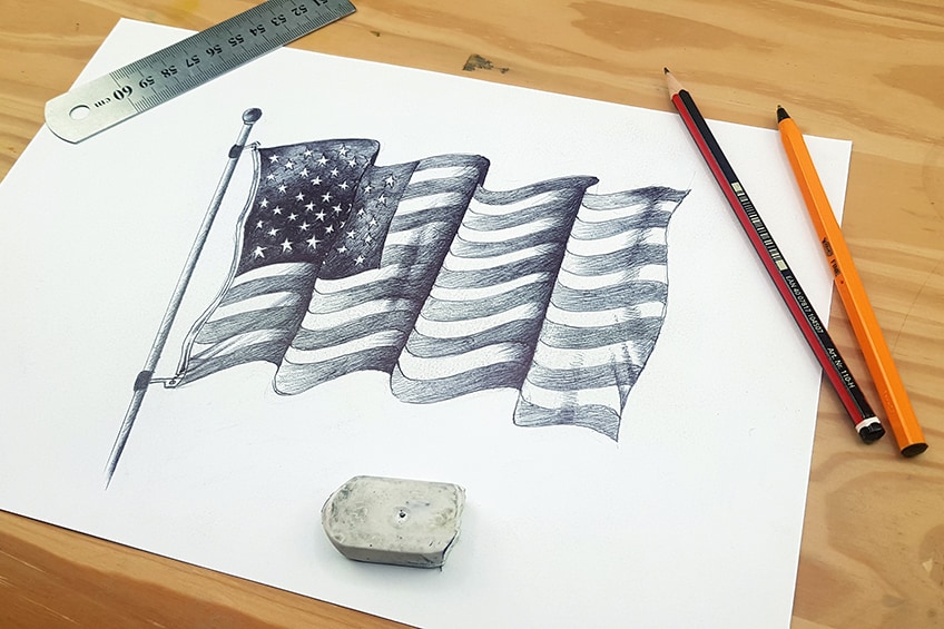american flag drawing