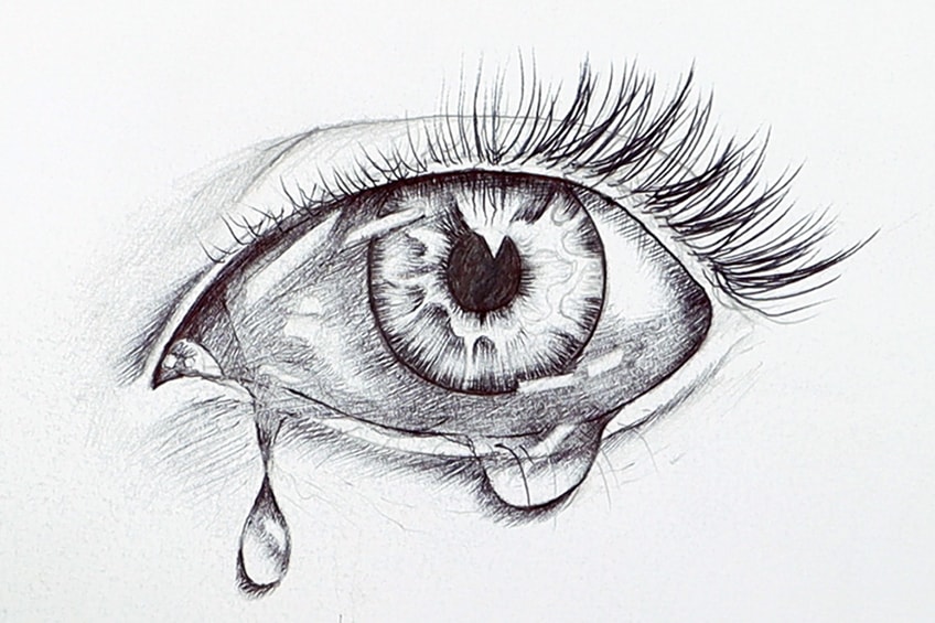 Teardrops Falling From Eye Drawing