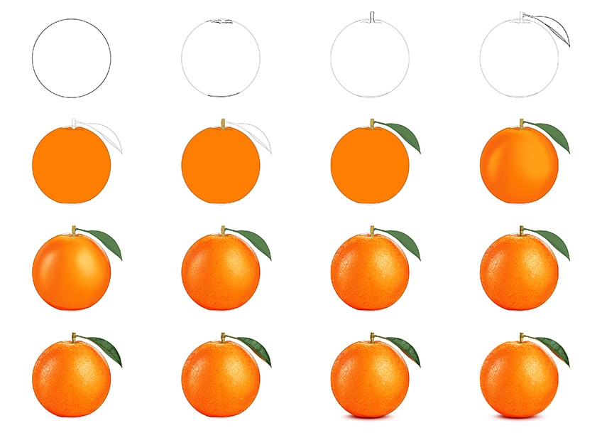 Orange Fruit with Leaves Vector Template Graphic by jellybox999 · Creative  Fabrica