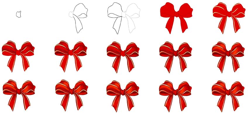 How To Draw A Christmas Ribbon, Step by Step, Drawing Guide, by Dawn -  DragoArt