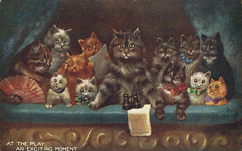 Louis Wain Cat Print - Amusing Edwardian Cat Art Greeting Card