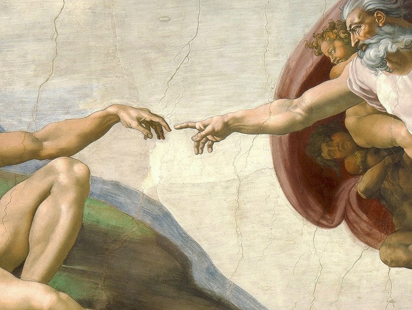 God Touching Adam Painting